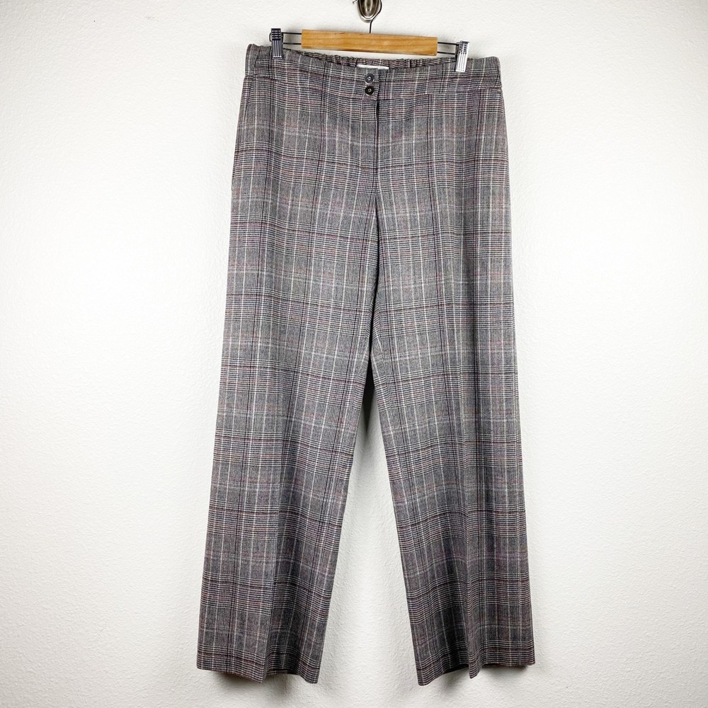 Voyage by Marina Rinaldi Gray Plaid Wool Cashmere Pants Size IT 21